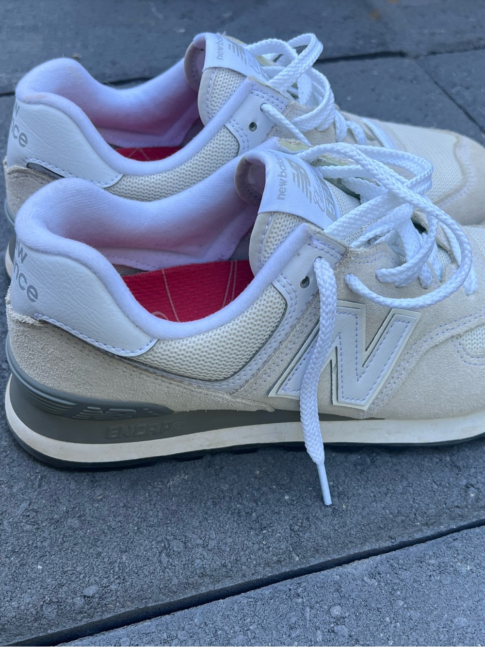 New Balance Women’s Cream & White Lace-Up Sneakers